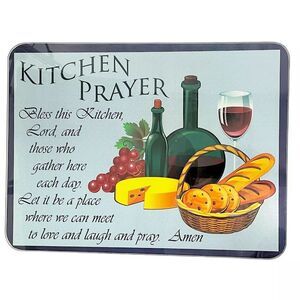 Sunflower Garden Kitchen Prayer Tempered Glass Cutting Board, 12 x 16 inch